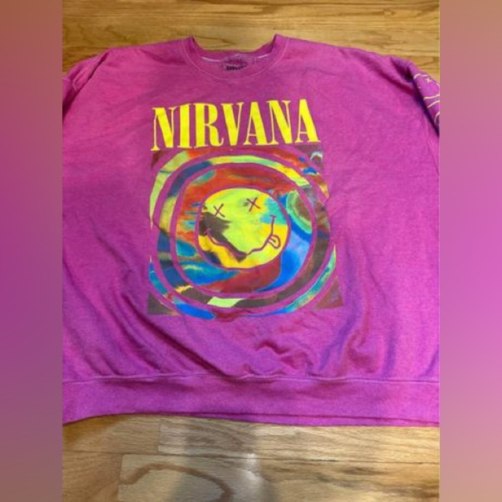 UO nirvana pink crewneck